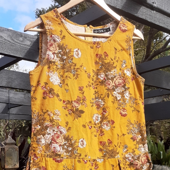 Vintage Ishka Short Pinnafore Dress - cotton corduroy - Picture 6 of 9